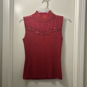 Sparkly Red Mock Neck Holiday Knit